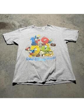 Vintage 1999 Walt Disney World Mickey Donald Goofy T Shirt Large Gray